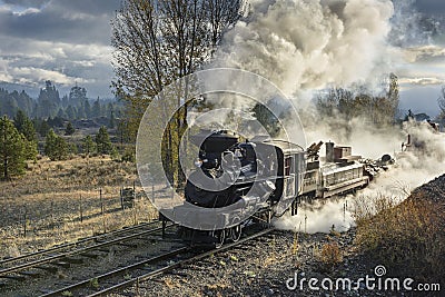 EDITORIAL, 18 October 2015, Historic Steam Trains and Heritage Railroad of the Sumpter Valley Railway or Railroad, Sumpter Oregon Editorial Stock Photo