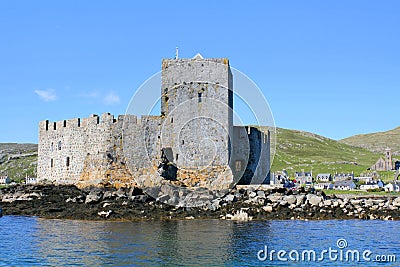 Historic stone castle on small island Stock Photo