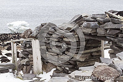 Historic Stone Hut, Paulet Island, Antarctica Stock Photo