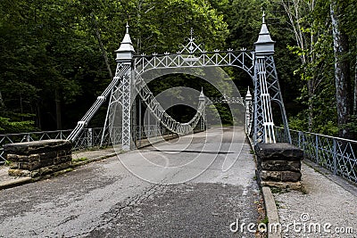 Historic Suspension Bridge - Mill Creek Park, Youngstown, Ohio Stock Photo