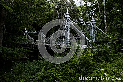 Historic Suspension Bridge - Mill Creek Park, Youngstown, Ohio Stock Photo