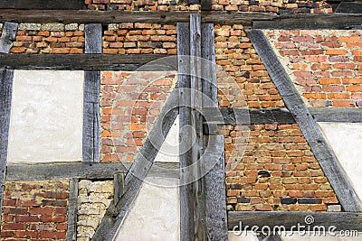 Historic timber frame Construction in Detail Stock Photo