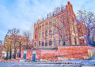 Toldy Ferenc Gimnazium High School in Neo-Gothic style, Budapest, Hungary Stock Photo