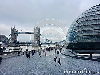 Tower Bridge and Town Hall in London, England, UK Editorial Stock Photo