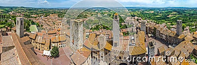 Historic town of San Gimignano with Tuscan countryside, Tuscany, Italy Stock Photo