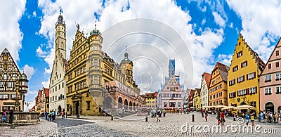 Historic town square of Rothenburg ob der Tauber, Franconia, Bavaria, Germany Stock Photo