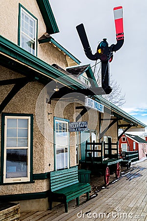 Historic train station, Big Valley, Alberta, Canada Editorial Stock Photo