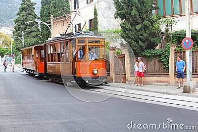 Historic tram of Soller Editorial Stock Photo