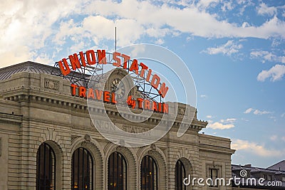 Historic Union Station, municipally owned train station in downtown Denver, Colorado Stock Photo