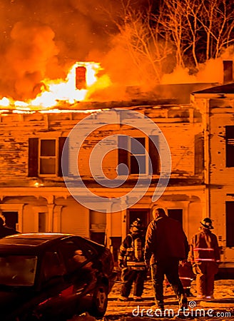 Historic Vermont Farm Fire Editorial Stock Photo