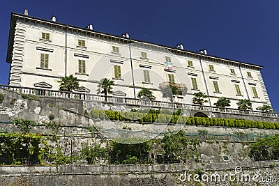 Historic Villa Melzi along the Martesana cycleway at Vaprio Stock Photo