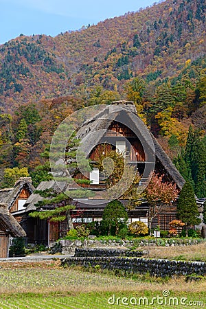 Historic Village of Shirakawa-go in autumn Editorial Stock Photo