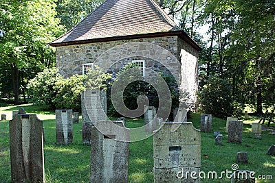 Historic Walloon Cemetery with members of the Huguenot community interned and honored, New Paltz, New York, 2018 , , Editorial Stock Photo