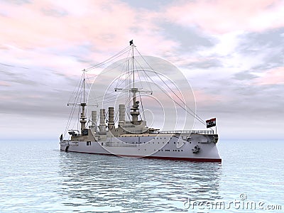 Historic Warship Cartoon Illustration