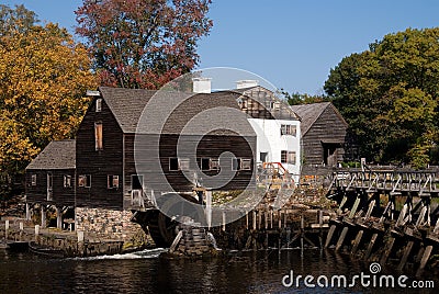 Historic water mill, Philipsburg Manor, NY Stock Photo