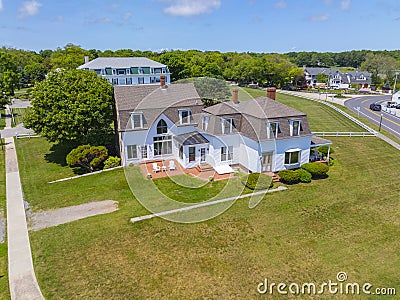 Historic waterfront house aerial view, Rye, NH, USA Editorial Stock Photo