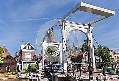 Historic white bridge over Vecht river in Loenen Editorial Stock Photo