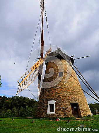 Historic windmill in Sanzen Hungary Stock Photo