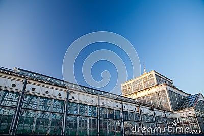 Historic Winter Gardens glass and steel building. Great Yarmouth seaside. Stock Photo