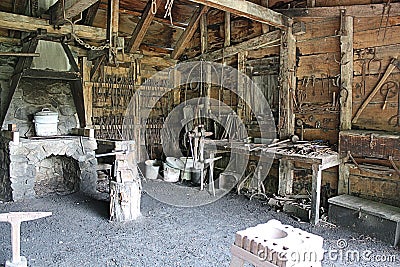 Historic Wood Workers Shop Stock Photo