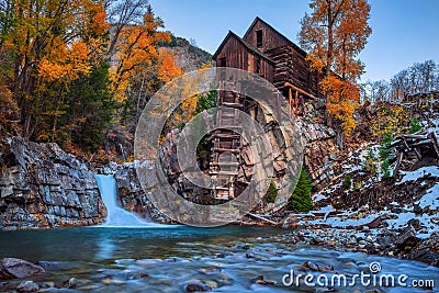 Historic wooden powerhouse called the Crystal Mill in Colorado Stock Photo