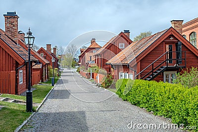 Historic workers street in Sweden Editorial Stock Photo