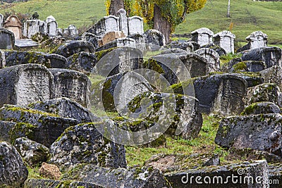 Historical abandoned Jewish Cemetery in Sarajevo. Bosnia and Herzegovina Editorial Stock Photo