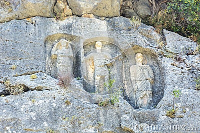 Adamkayalar,literally `man-rocks`,Mersin,Turkey Stock Photo