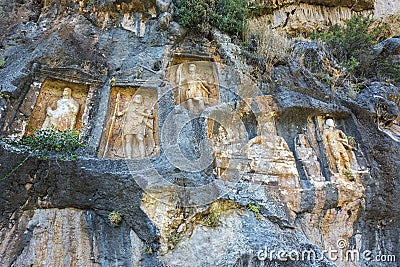Adamkayalar,literally `man-rocks`,Mersin,Turkey Stock Photo