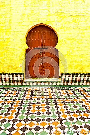 Historical in antique building door morocco style africa wood Stock Photo