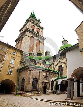 Historical architecture of Lviv city, Ukrane Stock Photo