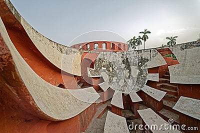 Historical, astronomical observatory construction Jantar Mantar Editorial Stock Photo