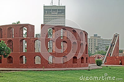 Historical, astronomical observatory construction Jantar Mantar Editorial Stock Photo