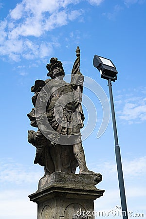 Historical baroque landmark and modern lightning. Stock Photo