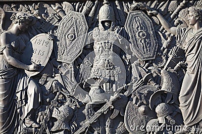 Historical bronze bas-relief History and Glory Editorial Stock Photo