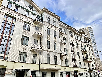 Moscow, Russia, March, 10, 2024. Historical building at the address: 3 Shchepkina Street, Moscow, built in 1917 Editorial Stock Photo