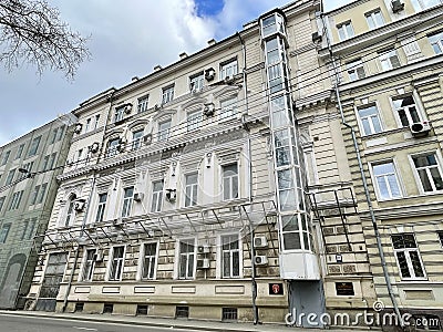 Moscow, Russia, March, 10, 2024. Historical building at the address: 20 Shchepkina Street, Moscow, built in 1889 Editorial Stock Photo