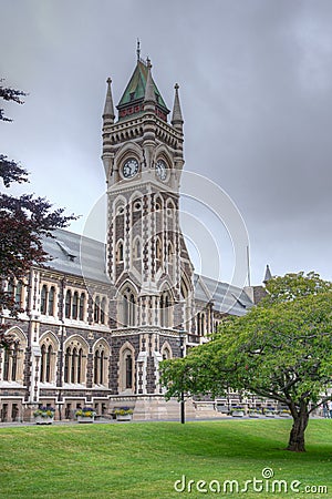 Historical building in the campus of University of Otago in Dunedin, New Zealand Stock Photo