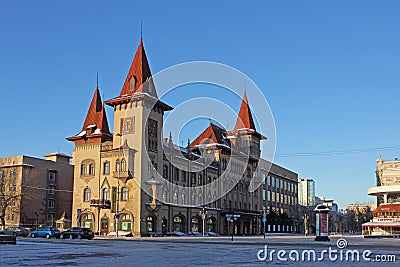 Historical building of the Conservatory in Saratov. A beautiful monument of architecture. Editorial Stock Photo