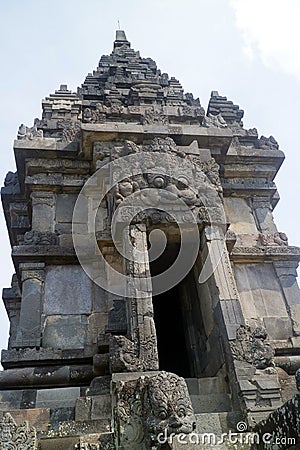 Historical building of the Prambanan temple with many beautiful reliefs, a place for historical tours for local and foreign Stock Photo