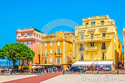 Historical buildings on Place du Palais in Monaco Editorial Stock Photo