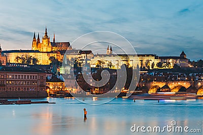 Historical center of Prague durin beautiful sunset with castle, Hradcany, Czech Republic Stock Photo