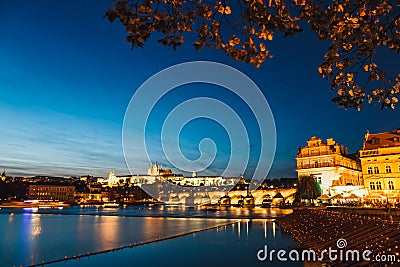 Historical center of Prague durin sunset Stock Photo