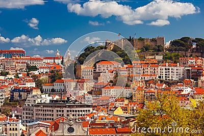 Historical centre of Lisbon on sunny day, Portugal Stock Photo