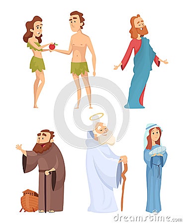 Historical characters of bible. Vector mascots in various poses Vector Illustration