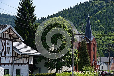 Historical Church in the Old Town of Friedrichroda, Thuringia Stock Photo