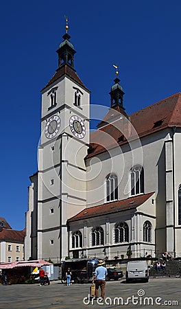 Historical Church in the Old Town of Regensburg, Bavaria Editorial Stock Photo