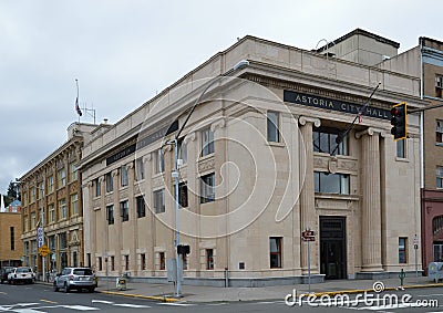 Historical City Hall in the City of Astoria at the Columbia River, Oregon Editorial Stock Photo