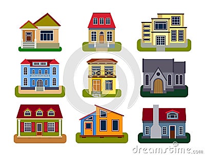 Historical city modern world most visited famous distinctive house building front face facade vector illustration Vector Illustration