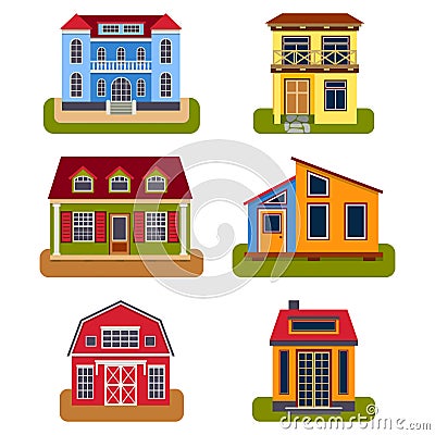 Historical city modern world most visited famous distinctive house building front face facade vector illustration Vector Illustration